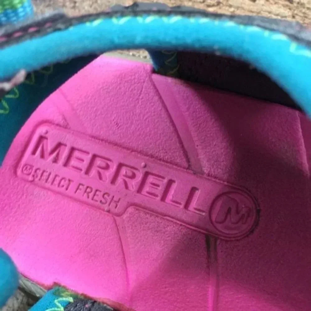 Merrell Gray Turquoise Leather Panther Sandals Unisex Boys Girls 6M‎